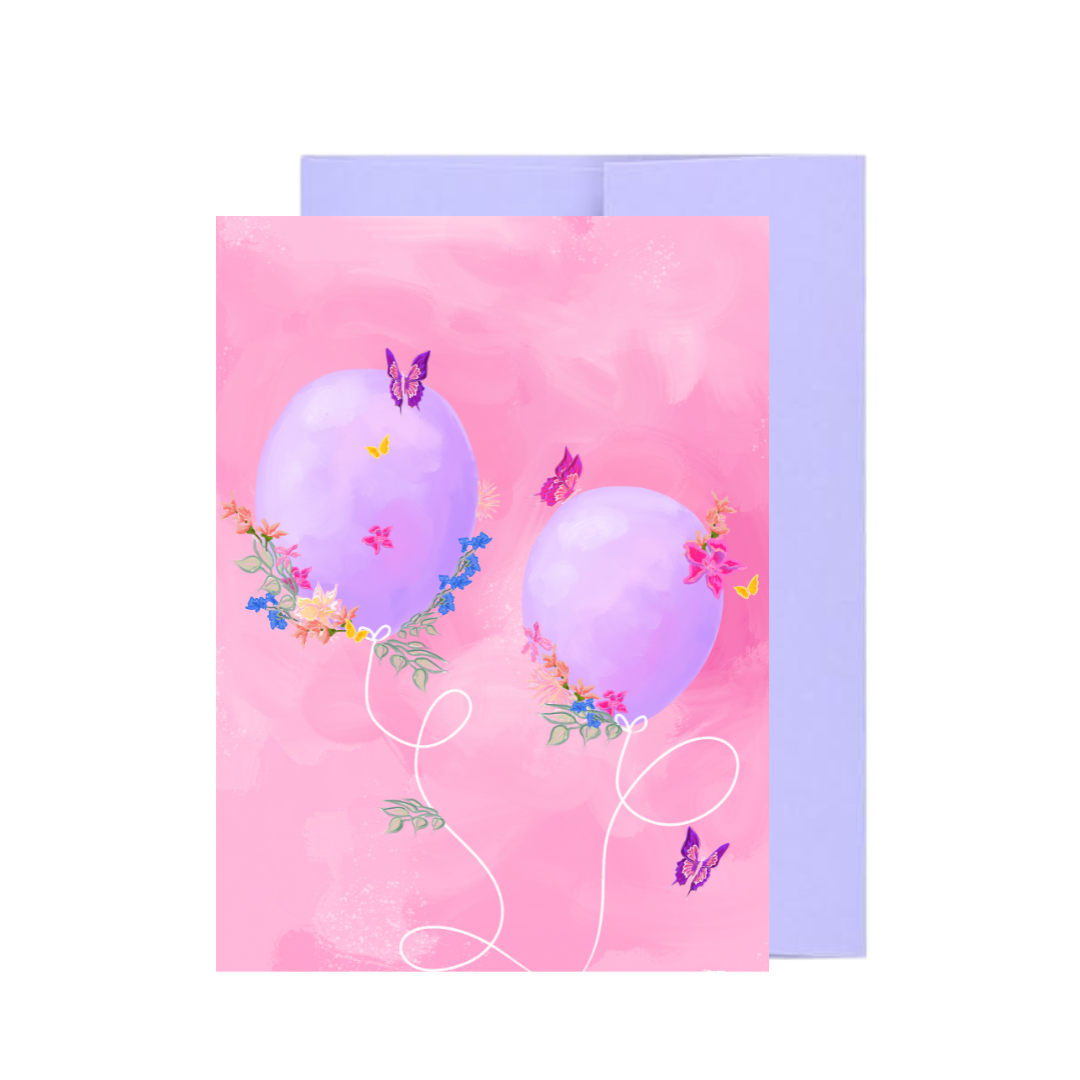 Butterfly Balloons Birthday Greeting Card