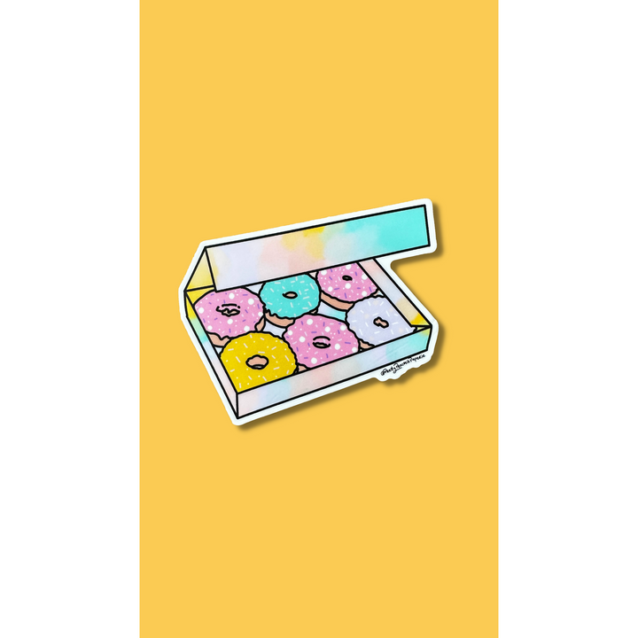 Watercolor Donut Box Vinyl Sticker