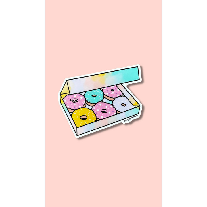 Watercolor Donut Box Vinyl Sticker