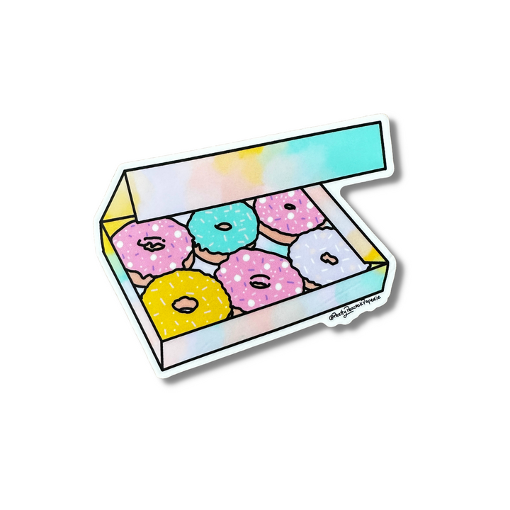 Watercolor Donut Box Vinyl Sticker