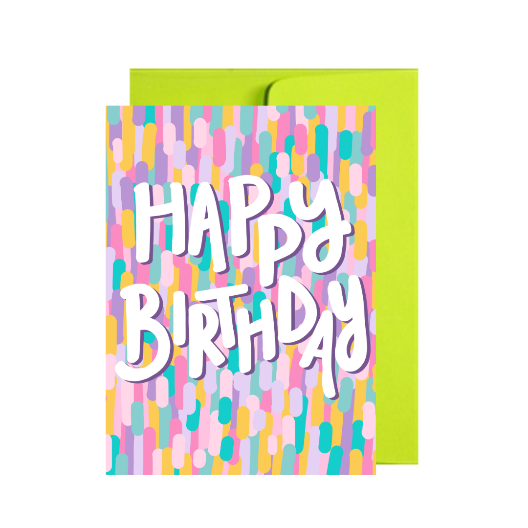 Pastel Confetti Happy Birthday Greeting Card
