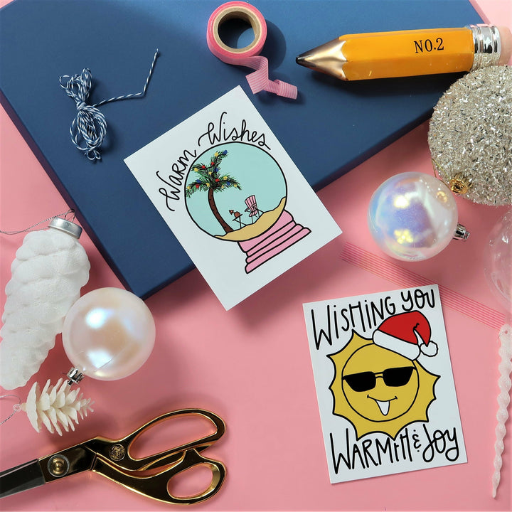 Warm Wishes Tropical Snow Globe Holiday Greeting Card