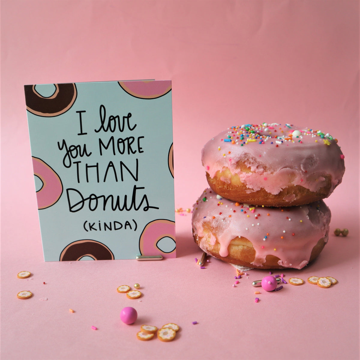 I Love you More Than Donuts, Kinda Greeting Card – PrettyPeacockPaperie