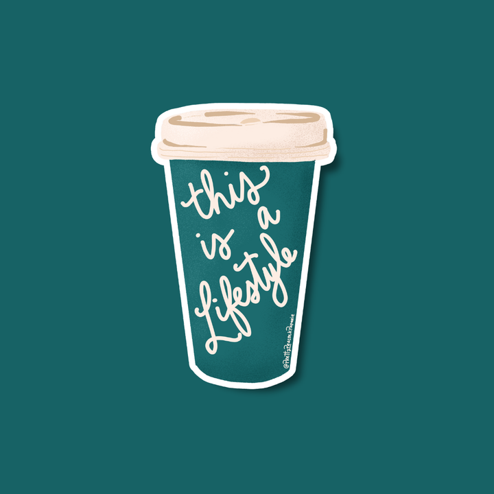 This is a Lifestyle Coffee Cup Vinyl Sticker