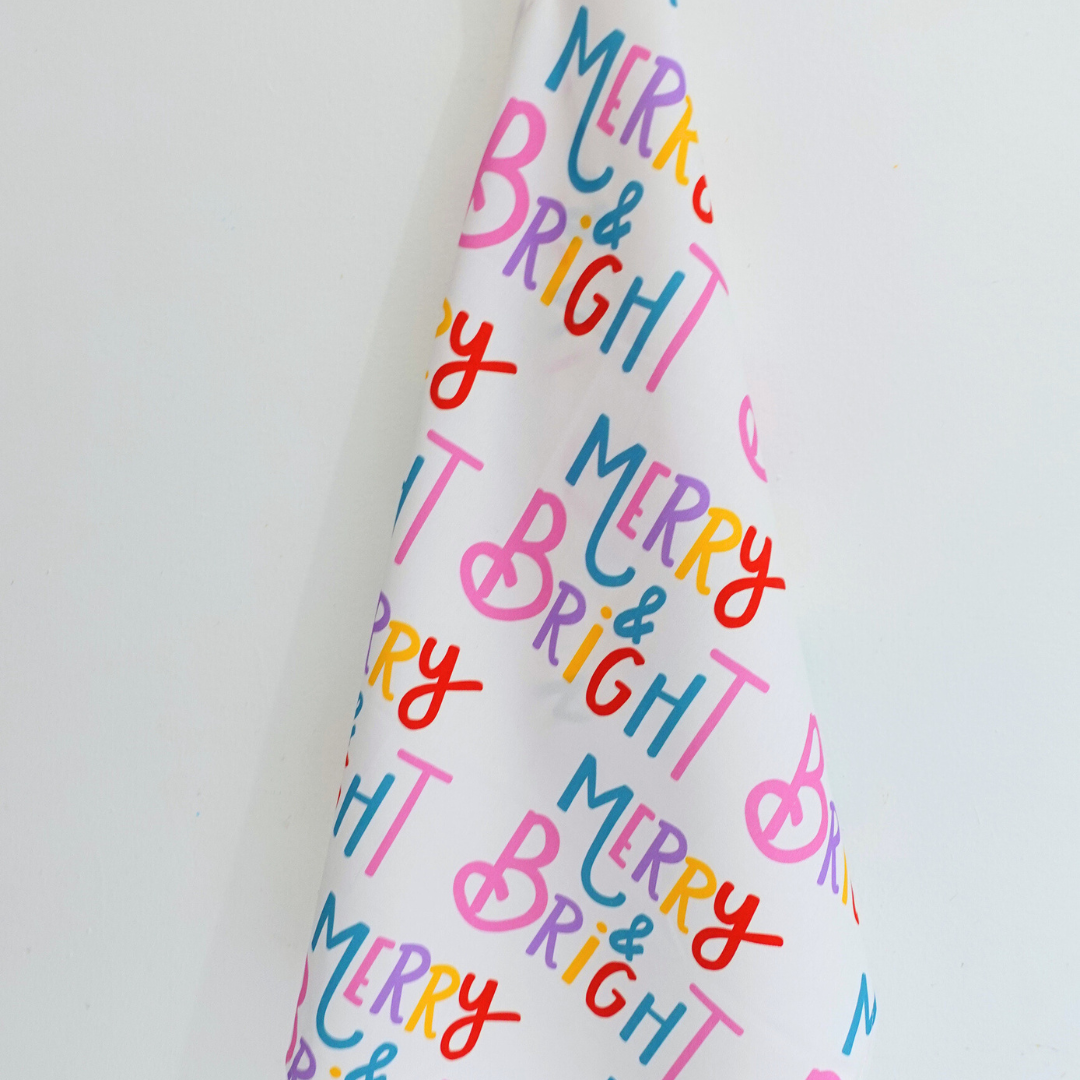 Merry and Bright Colorful Tea Towel