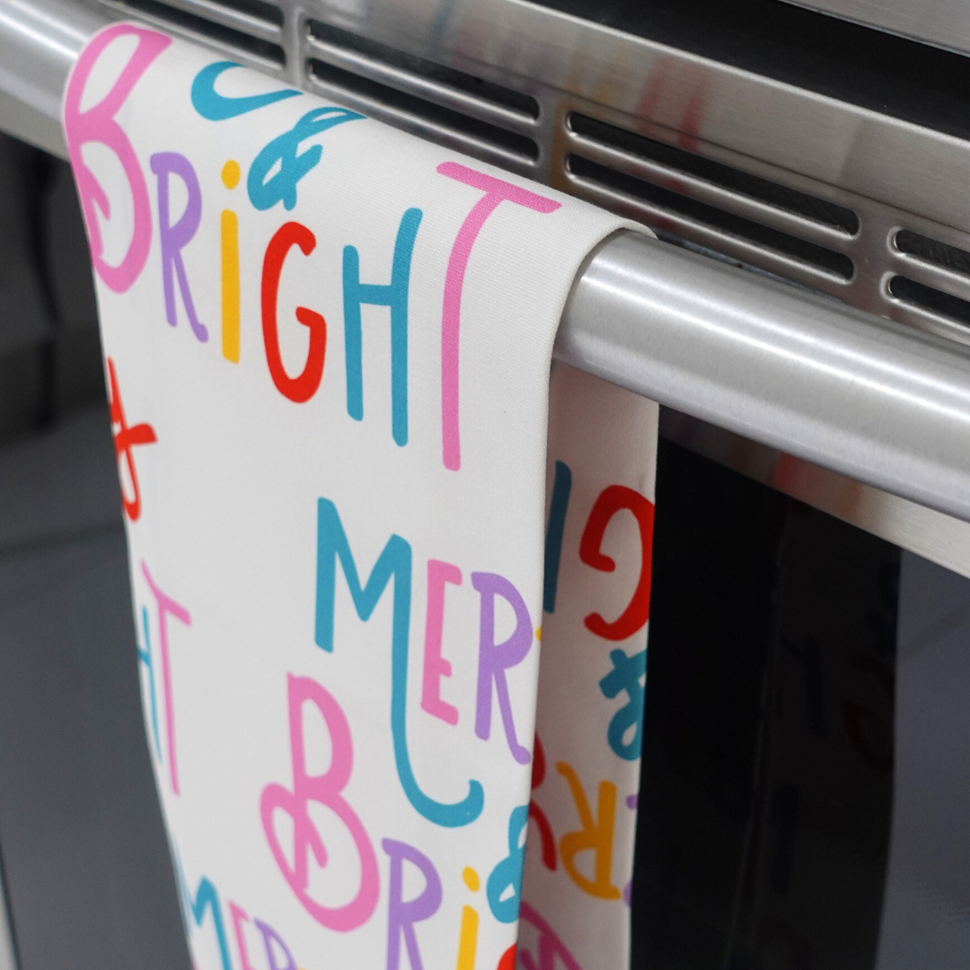 Merry and Bright Colorful Tea Towel