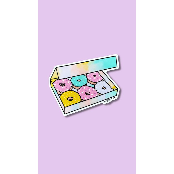 Watercolor Donut Box Vinyl Sticker