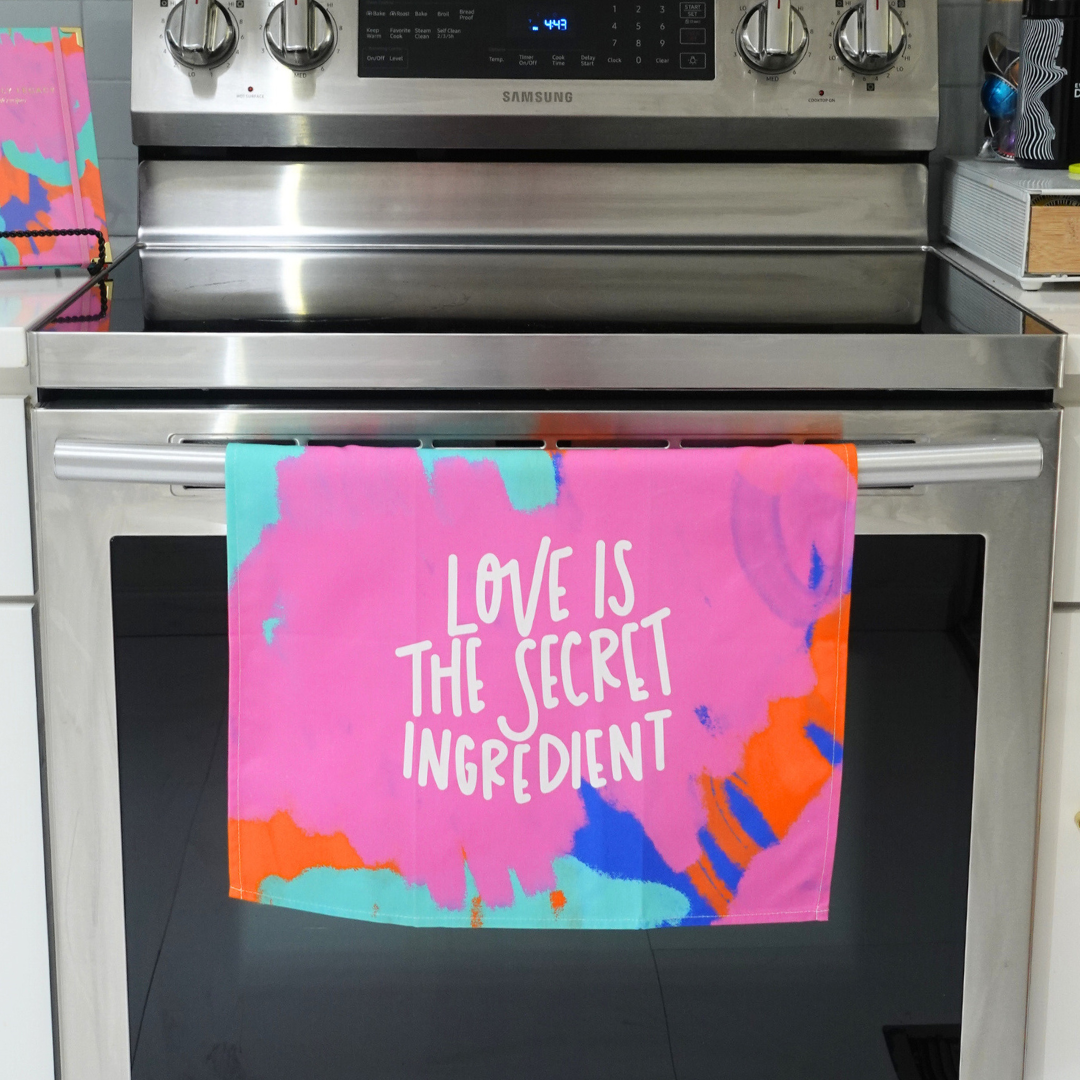 Love Is The Secret Ingredient Tea Towel - Vibrant