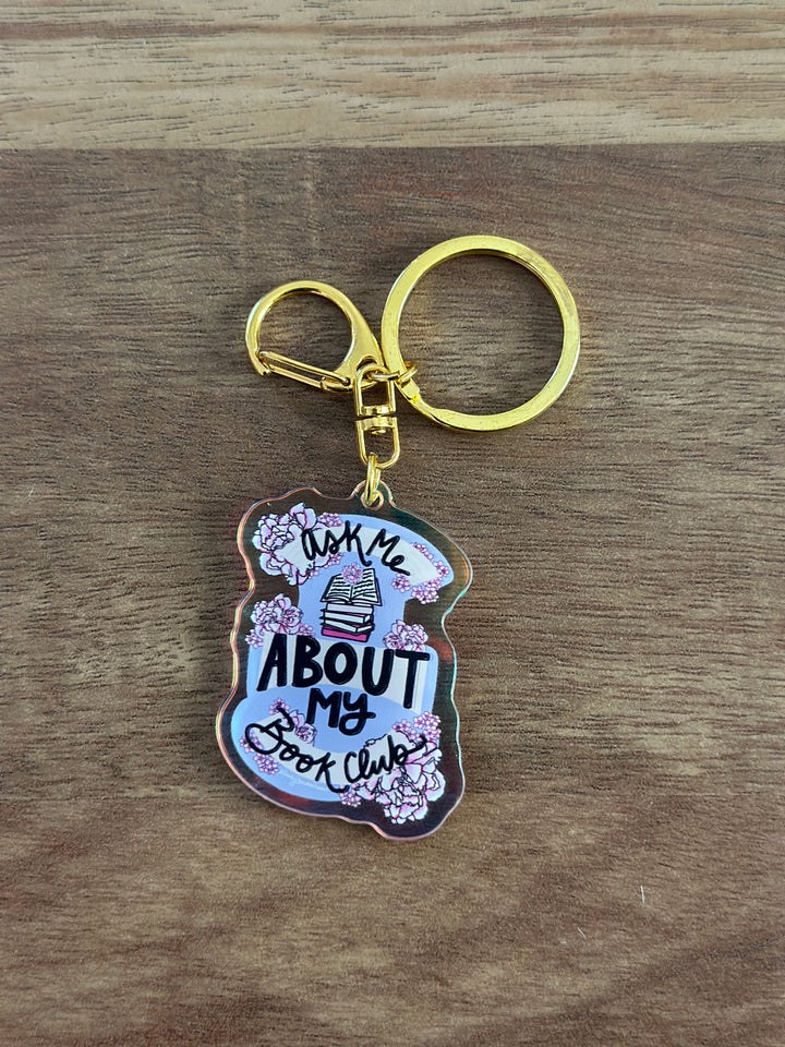 Ask Me About My Book Club Keychain