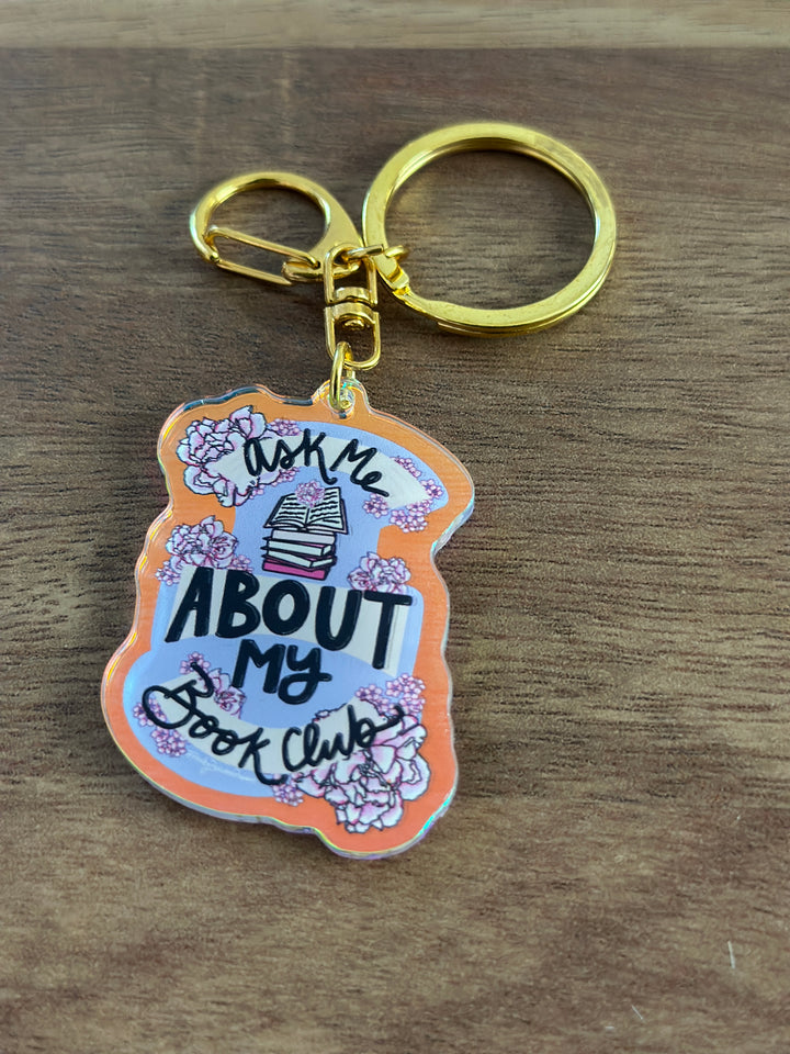 Ask Me About My Book Club Keychain