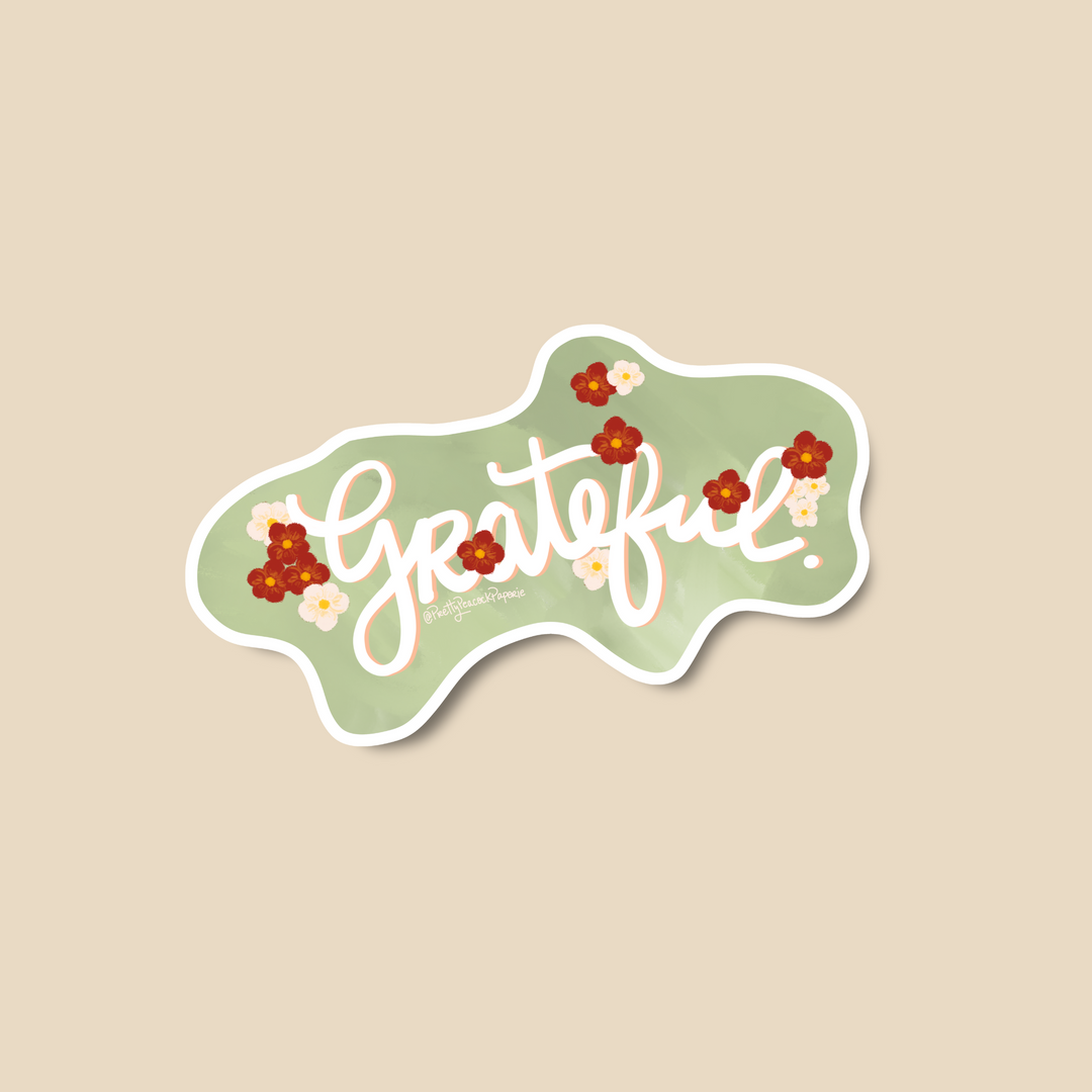 Grateful Fall Flowers Vinyl Sticker