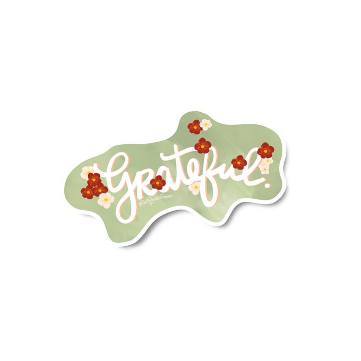 Grateful Fall Flowers Vinyl Sticker