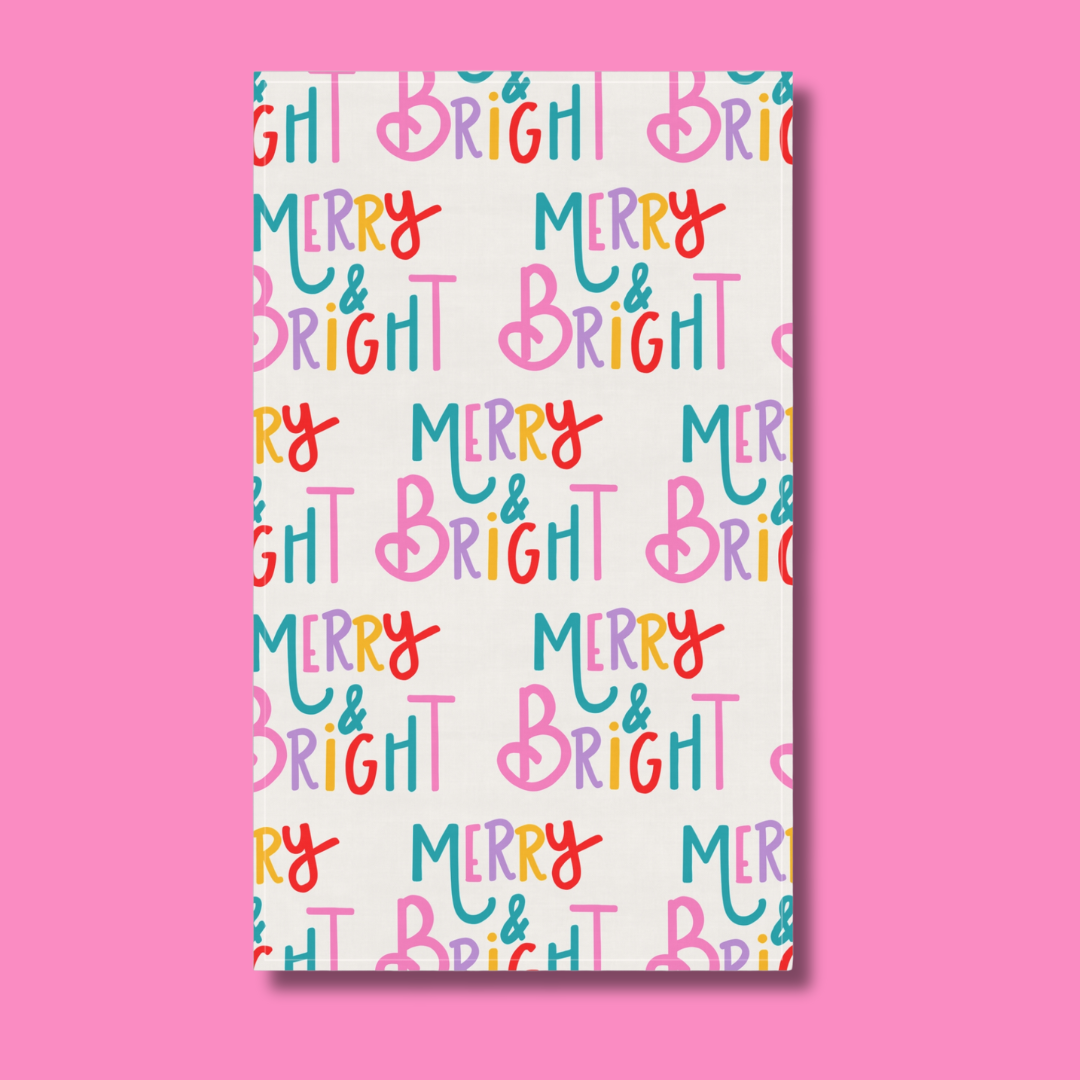 Merry and Bright Colorful Tea Towel