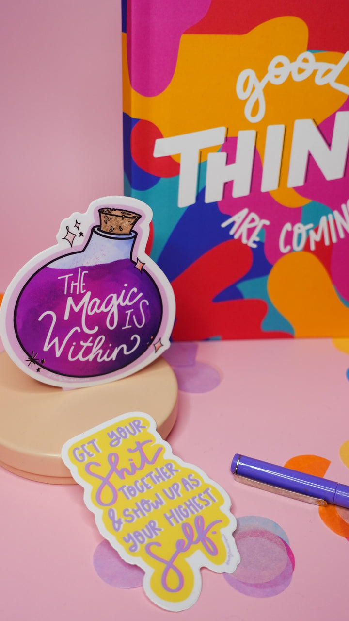 potion bottle sticker that says The Magic Is Within permanent vinyl sticker