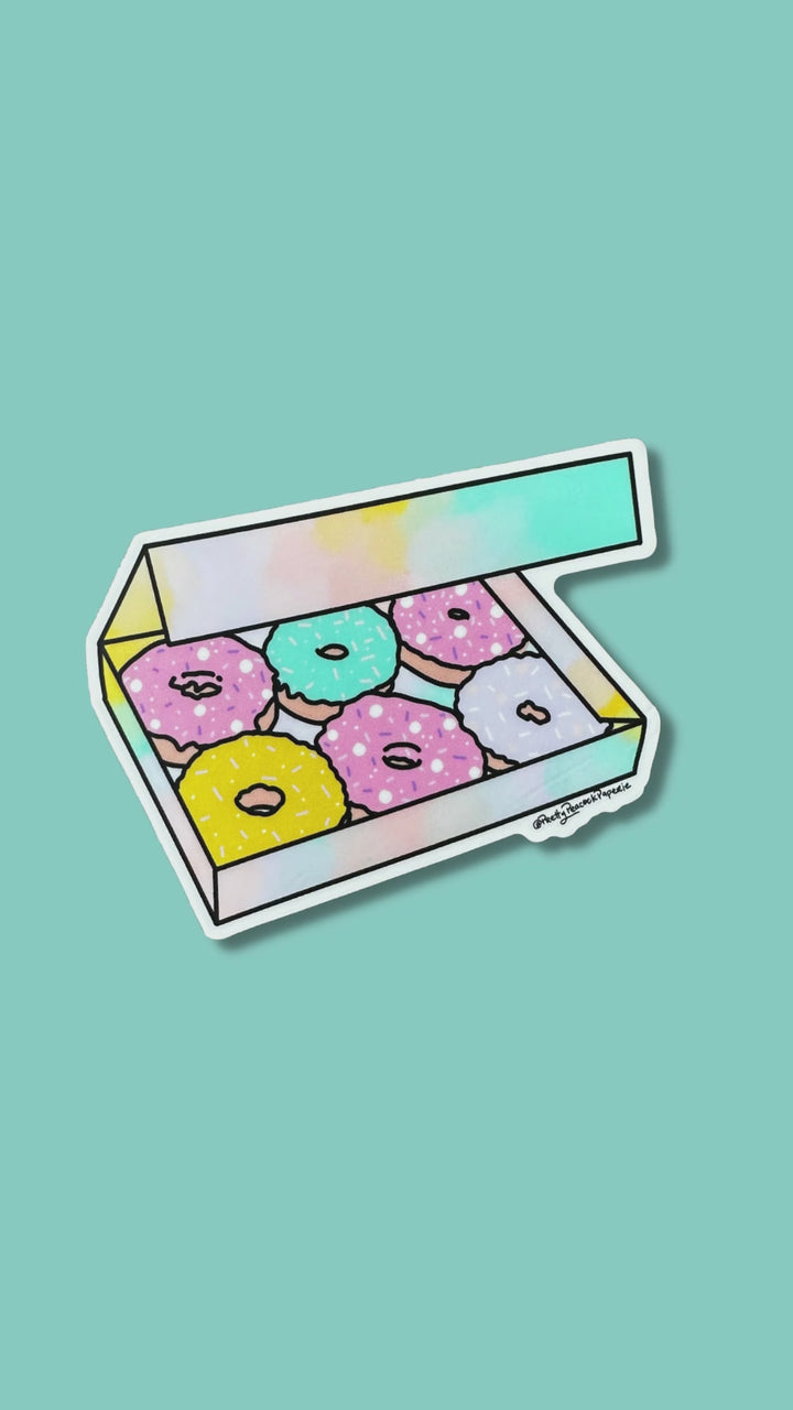 Watercolor Donut Box Vinyl Sticker