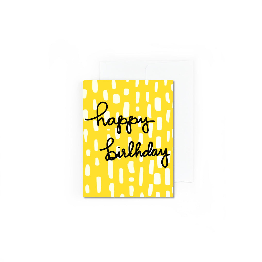 Yellow Pattern Happy Birthday Card