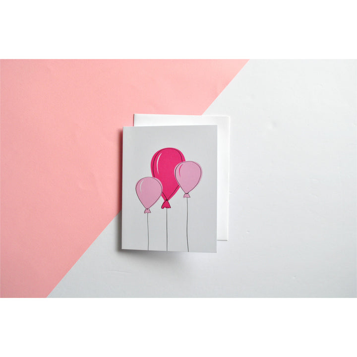 Pink Balloons Happy Birthday Card