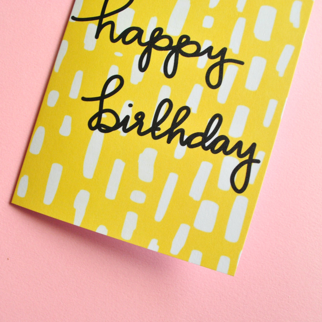 Yellow Pattern Happy Birthday Card