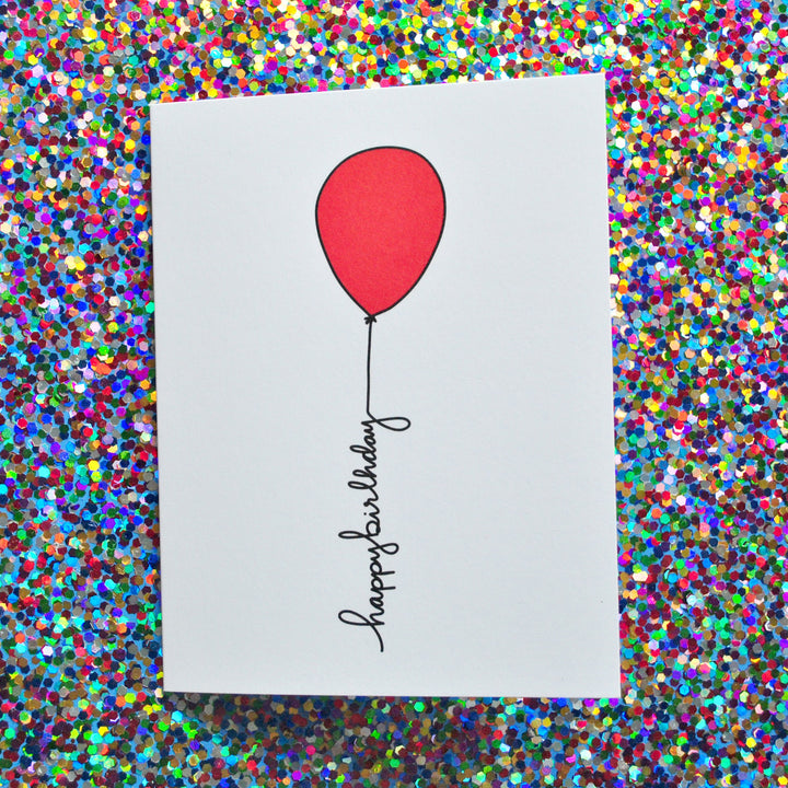 Red Balloon Happy Birthday Card