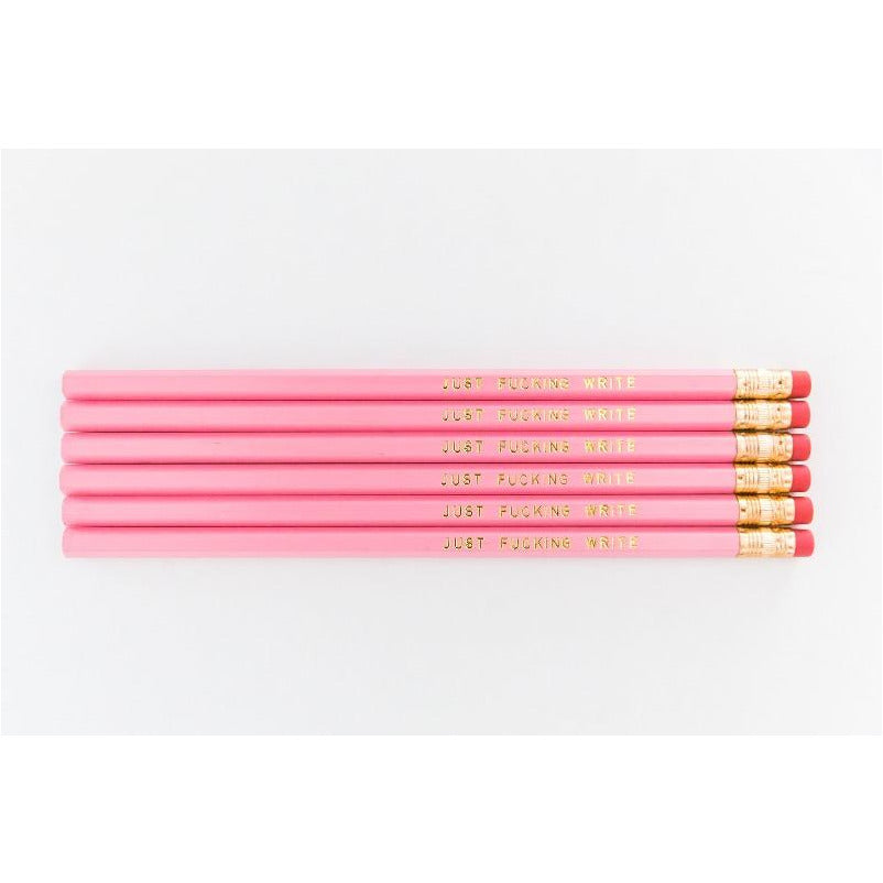 Just Fucking Write Pink Hex Pencil - 5 Pack