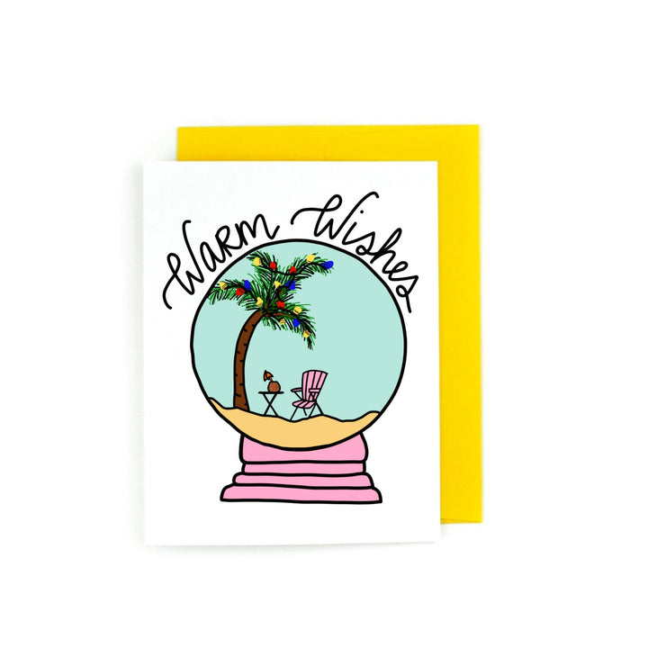 Warm Wishes Tropical Snow Globe Holiday Greeting Card
