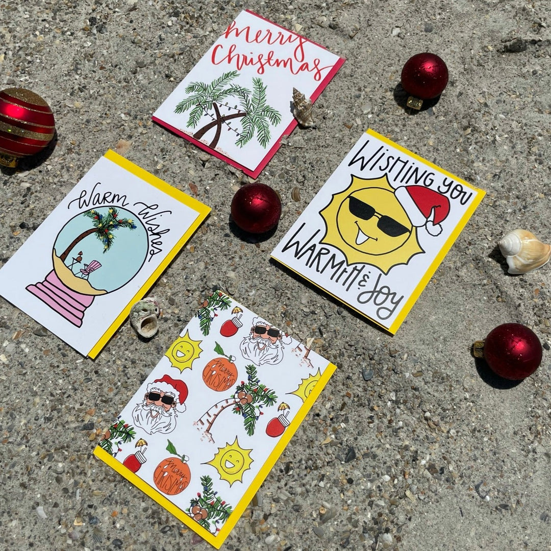Florida Beach Santa Holiday Greeting Card